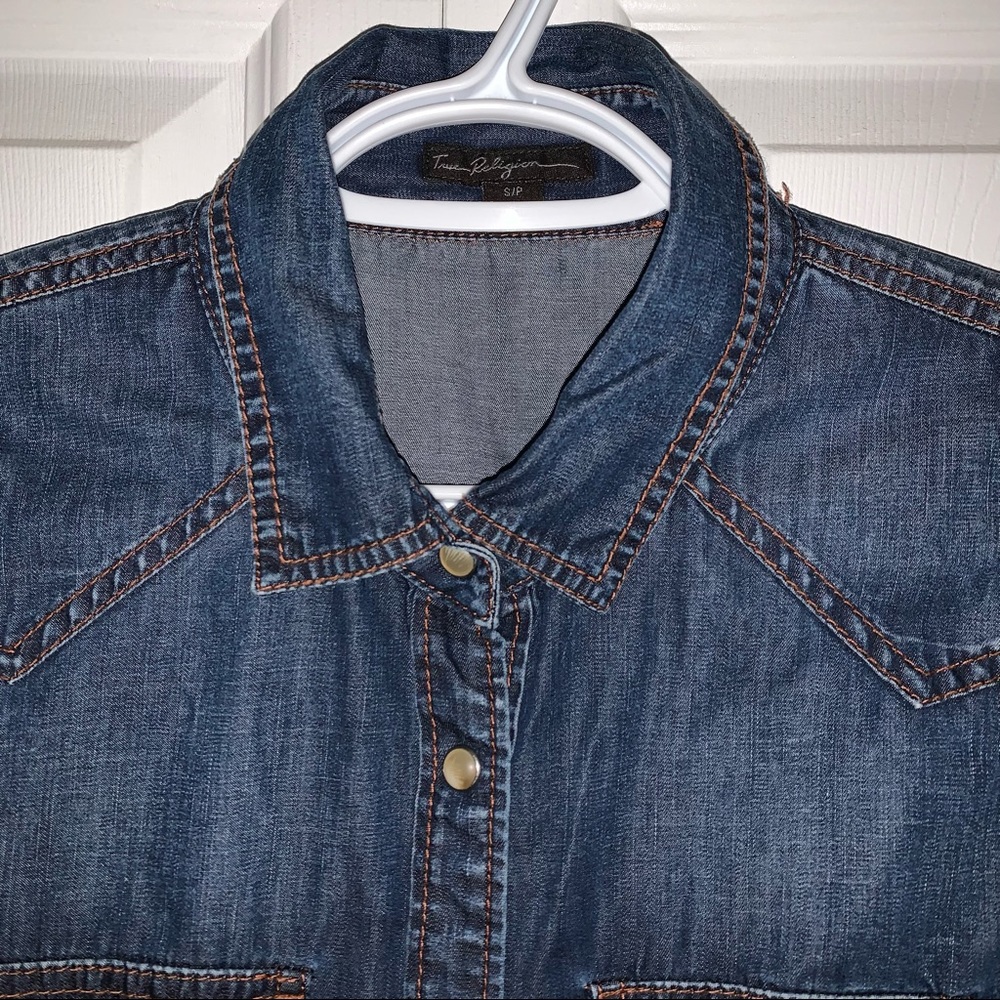 SOLD - GUC True Religion Button Up Denim Shirt - Picture 4 of 9
